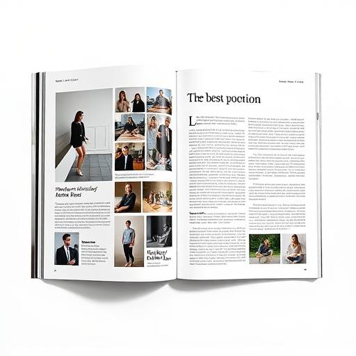 Layout of a magazine featuring a modern and clean design, with striking photography and well-organized text.